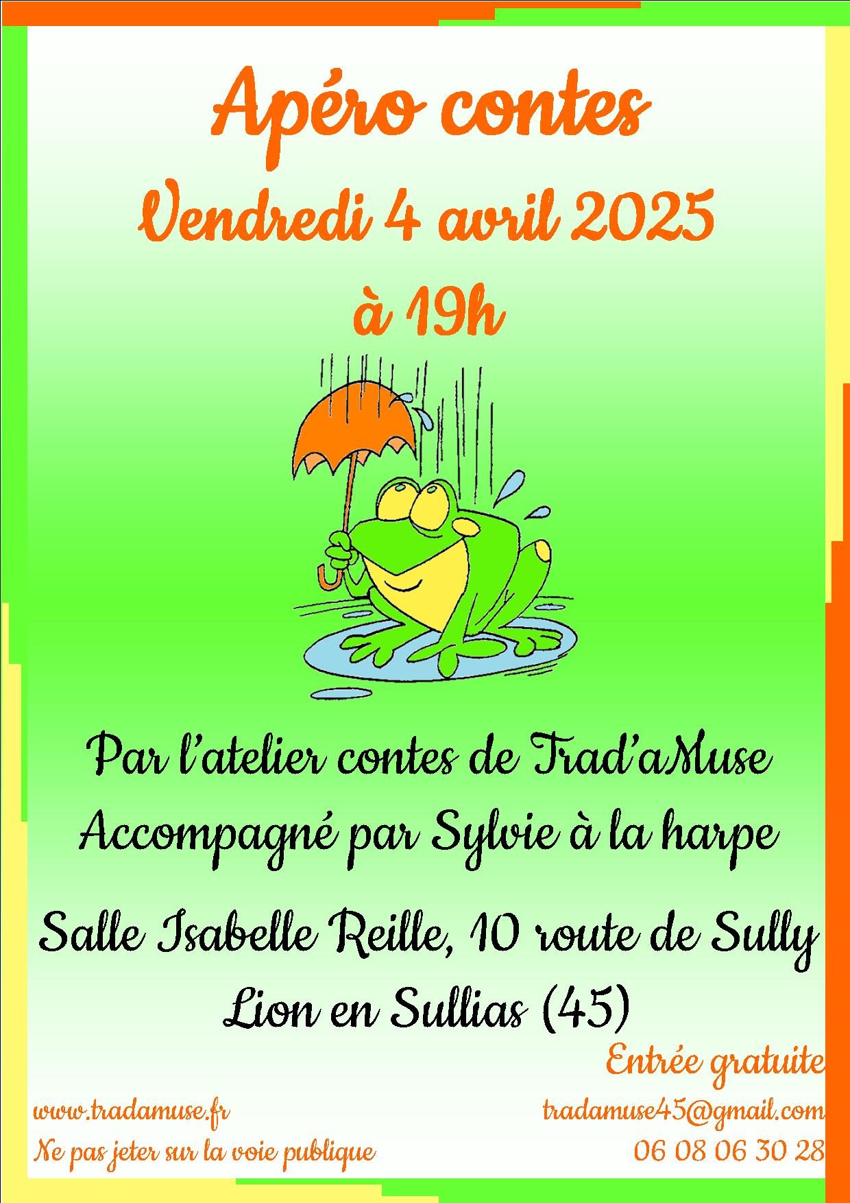 Apéro contes le vendredi 4 avril 2025 à 19h